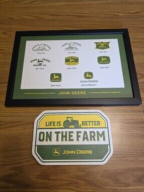 John Deere Timeline Framed Logo Print And Wood Sign